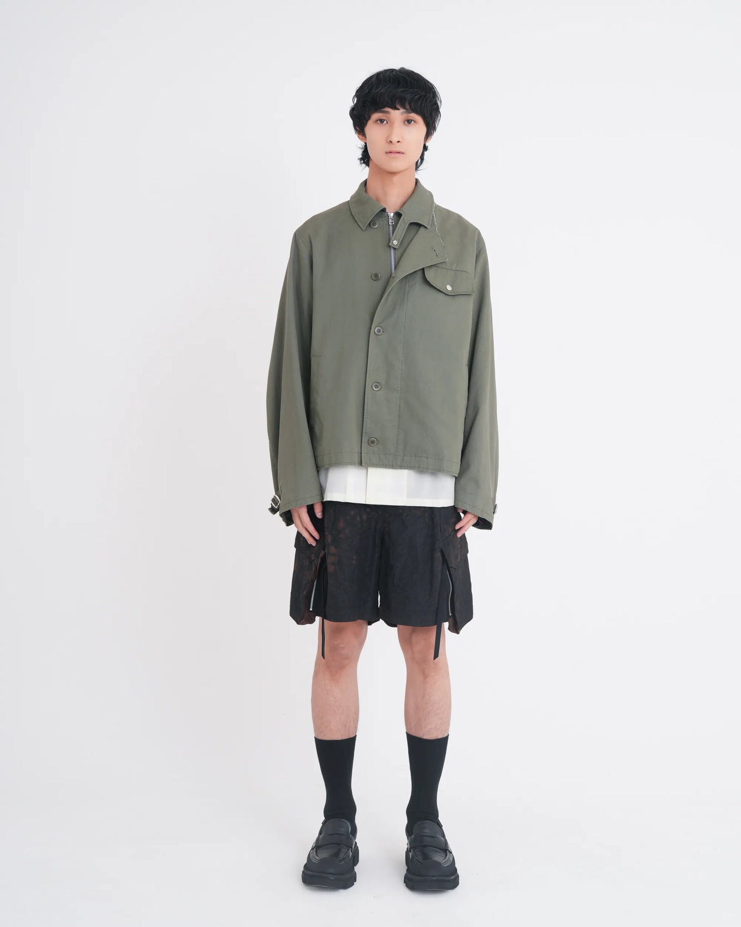 TIE-DYED NYLON OXFORD PCS COMBAT SHORTS BROWN