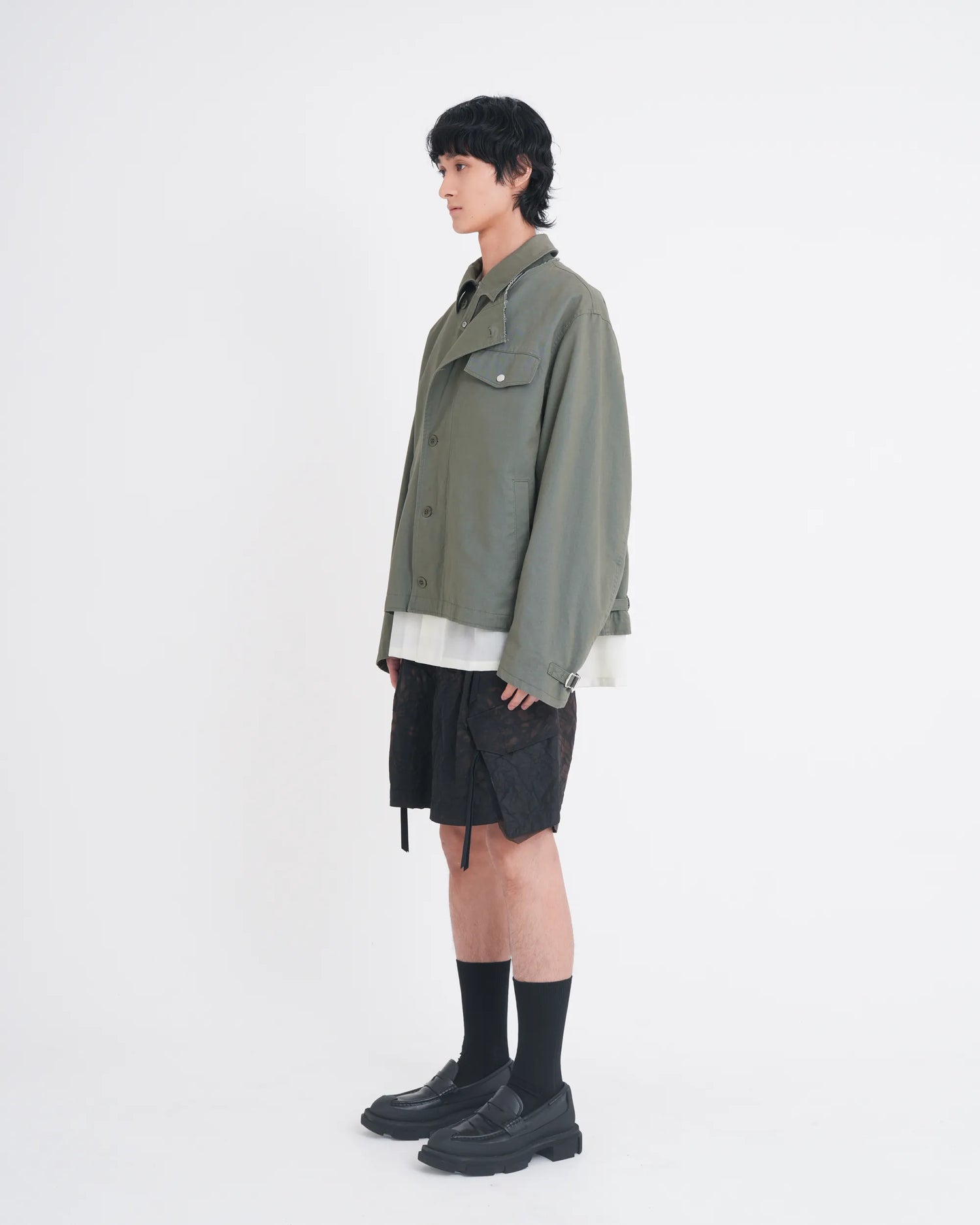 TIE-DYED NYLON OXFORD PCS COMBAT SHORTS BROWN