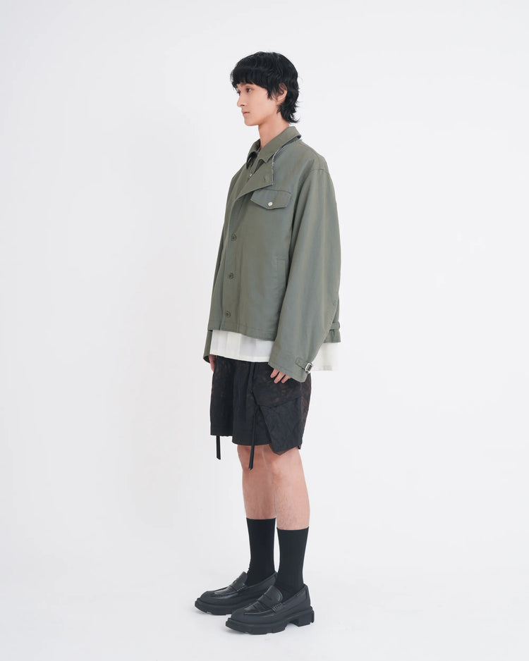 TIE-DYED NYLON OXFORD PCS COMBAT SHORTS BROWN