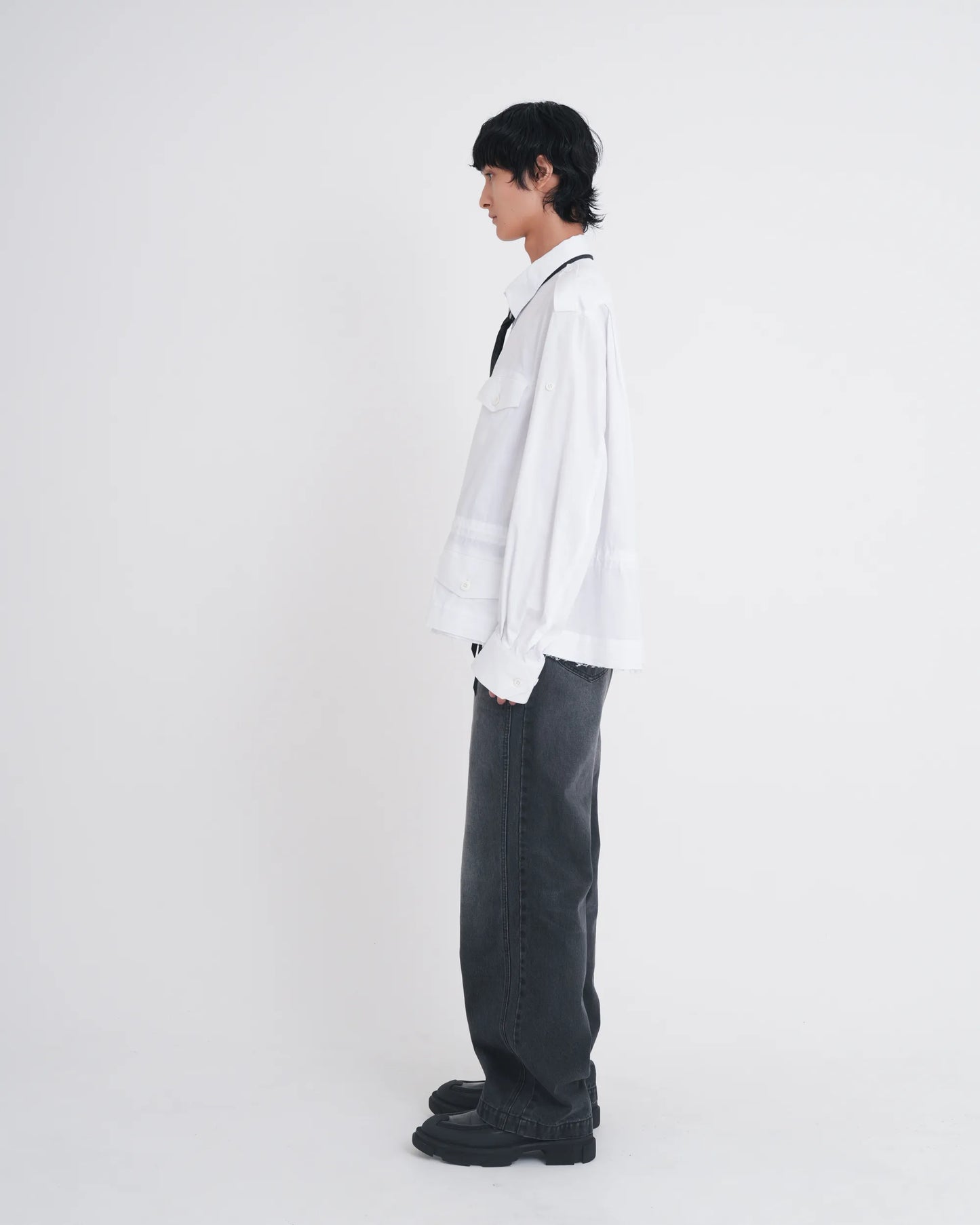 DOUBLE KNEE DENIM PANTS BLACK