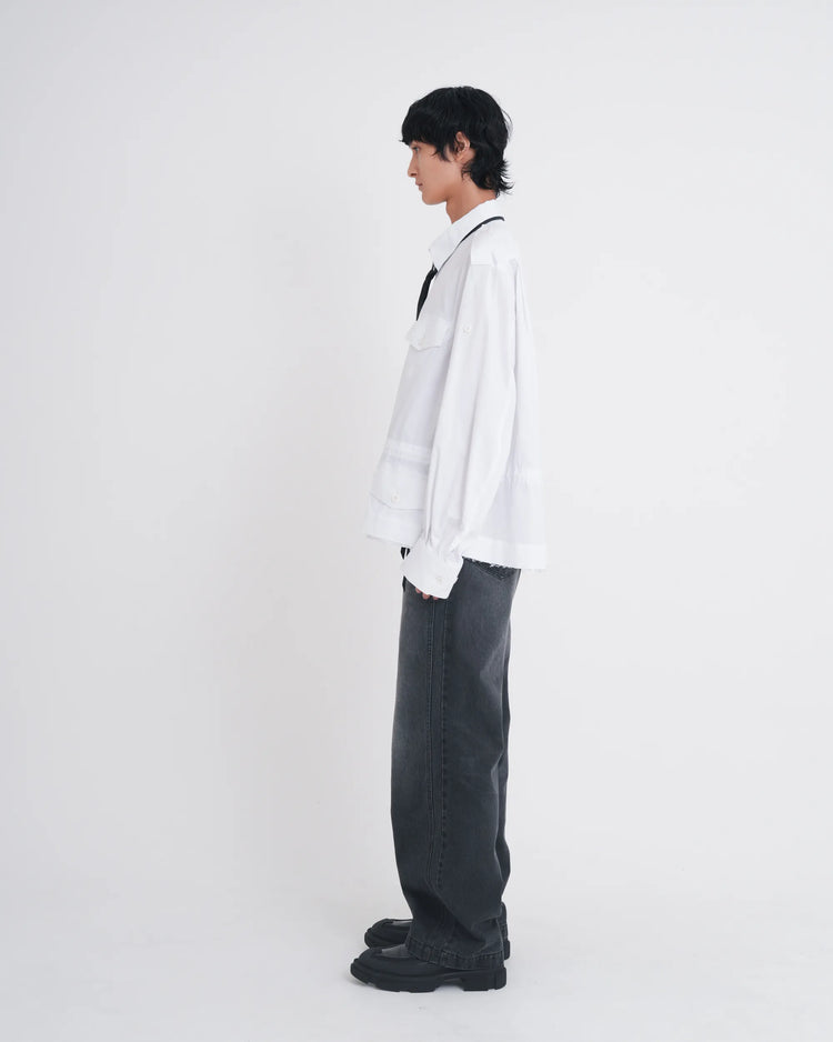 DOUBLE KNEE DENIM PANTS BLACK