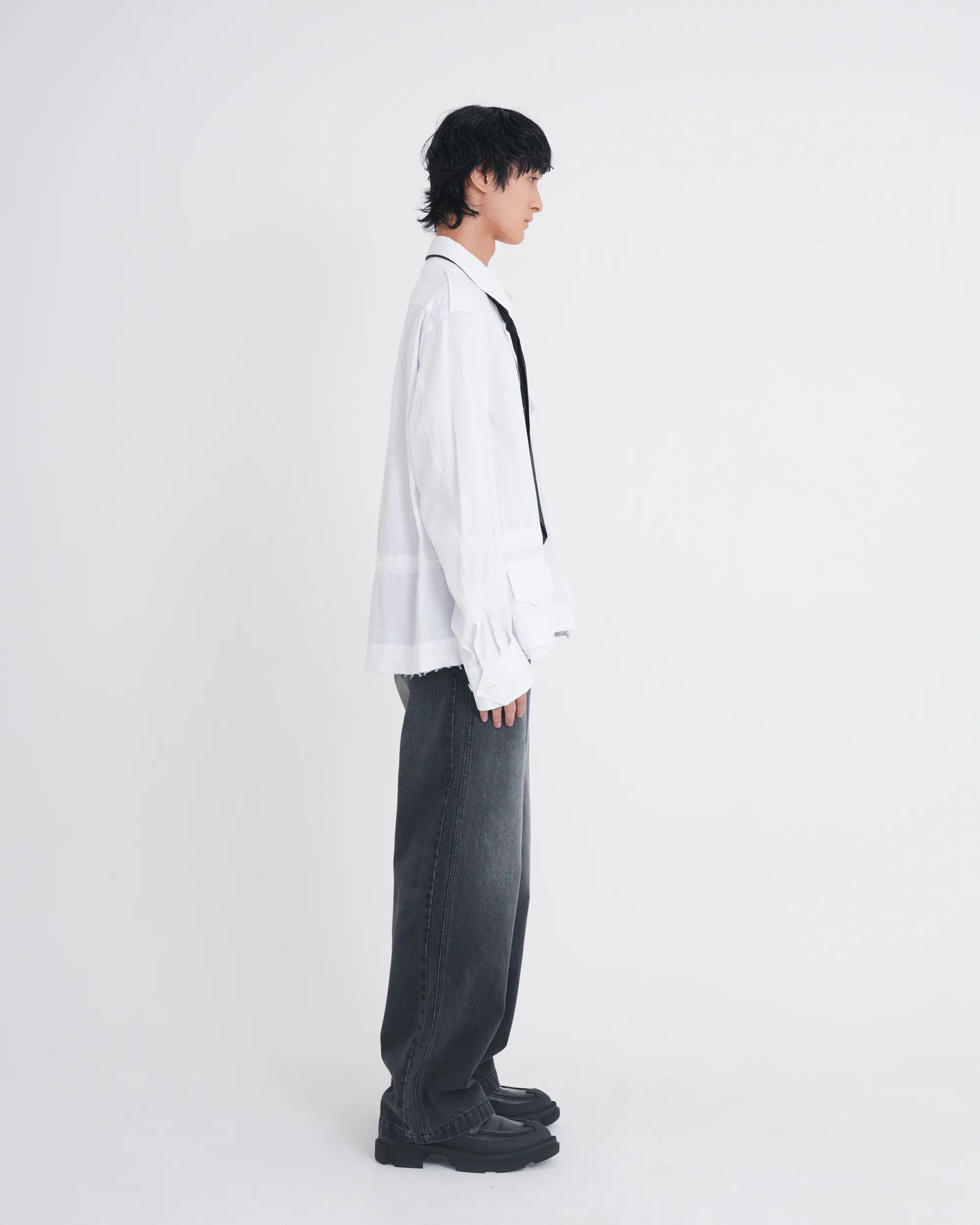 DOUBLE KNEE DENIM PANTS BLACK