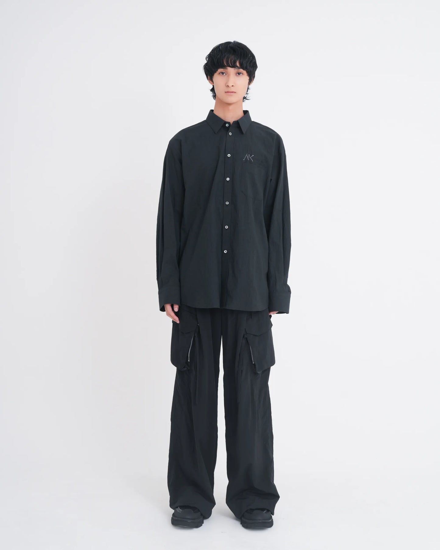 WRINKLED F-1B SLACKS BLACK