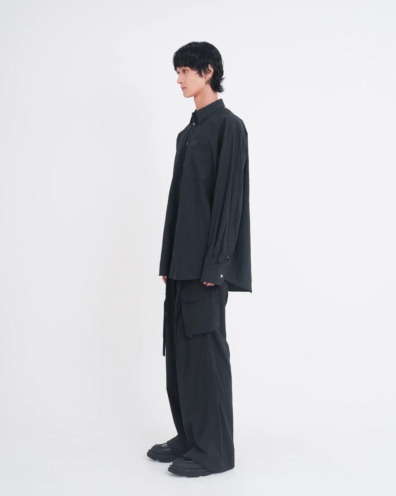 WRINKLED F-1B SLACKS BLACK