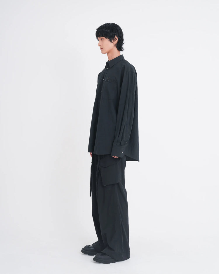 WRINKLED F-1B SLACKS BLACK