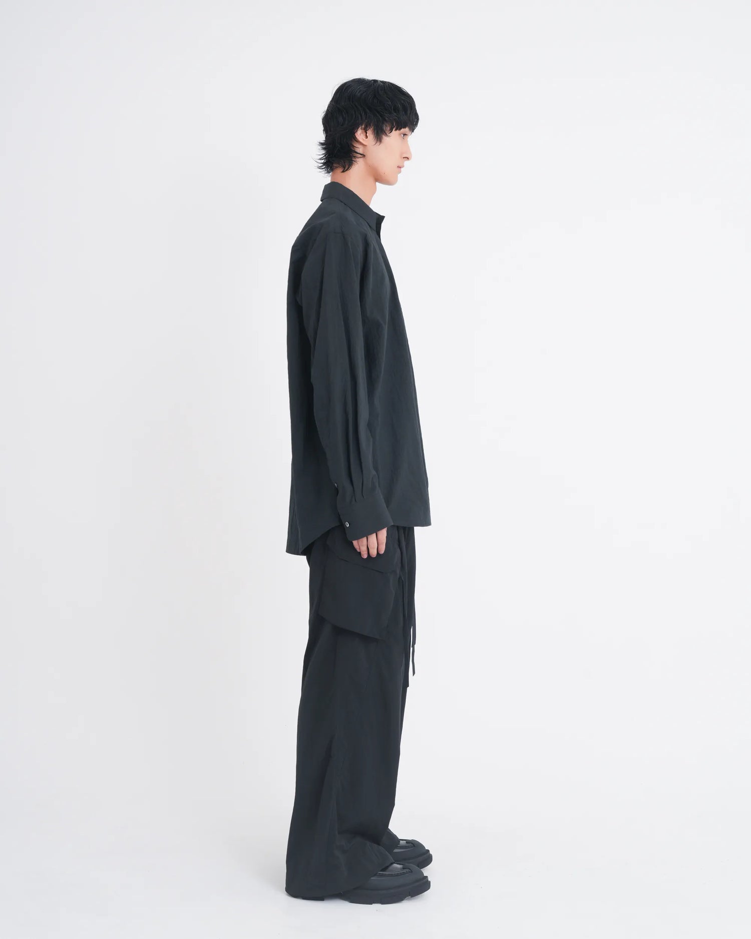 WRINKLED F-1B SLACKS BLACK