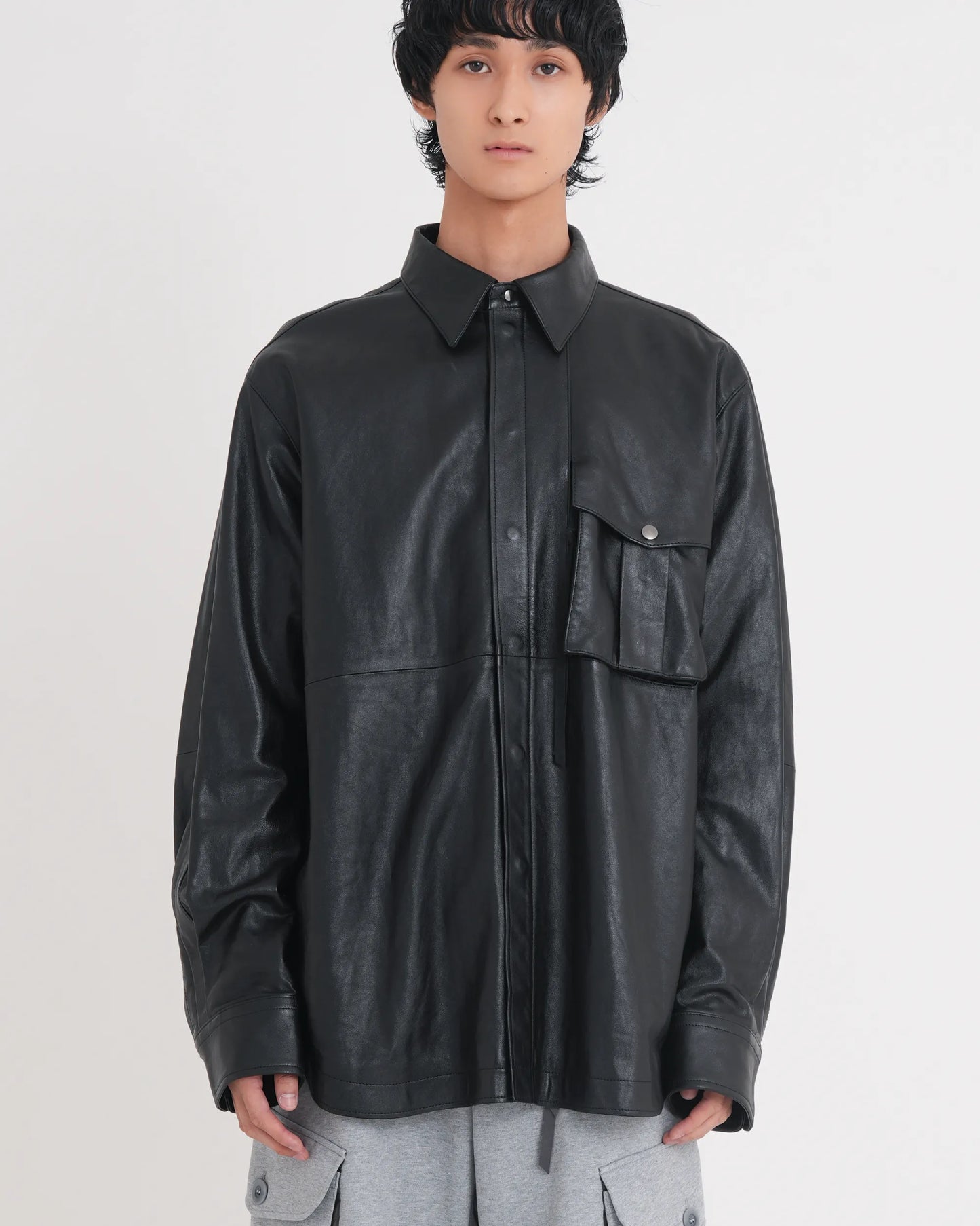 LEATHER PCS SHIRT BLACK