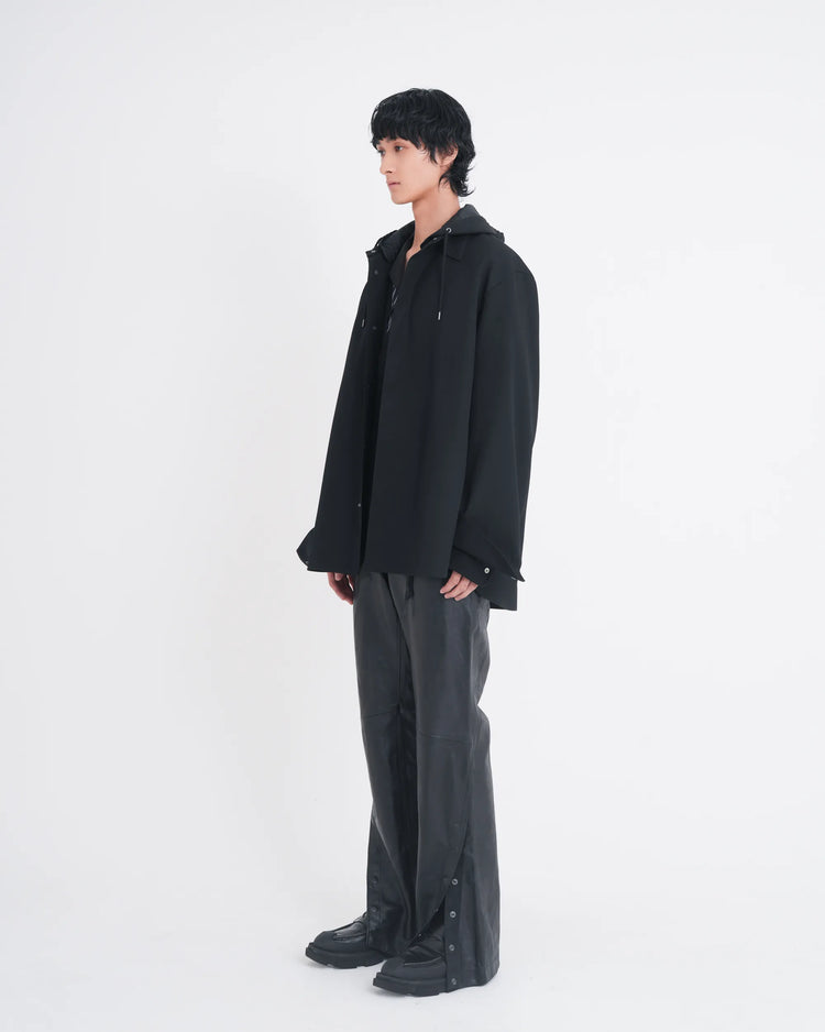 ∠12+1° PANEL LEATHER PANTS BLACK