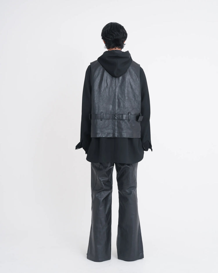 LEATHER JERKIN VEST BLACK