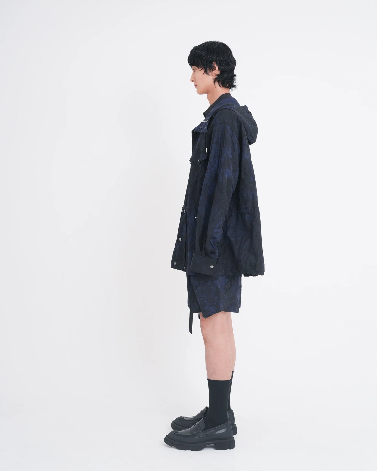 TIE-DYED NYLON OXFORD PCS COMBAT SHORTS NAVY