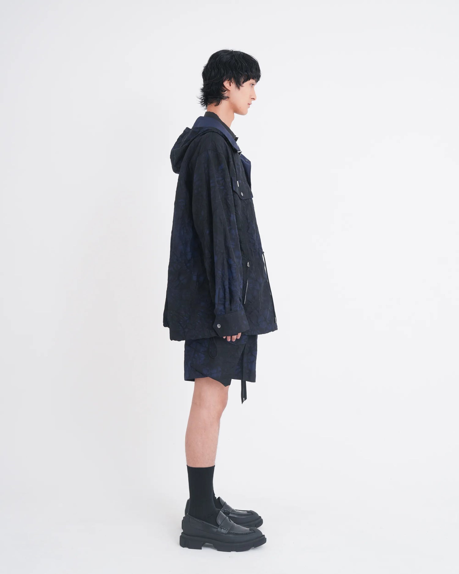 TIE-DYED NYLON OXFORD PCS COMBAT SHORTS NAVY
