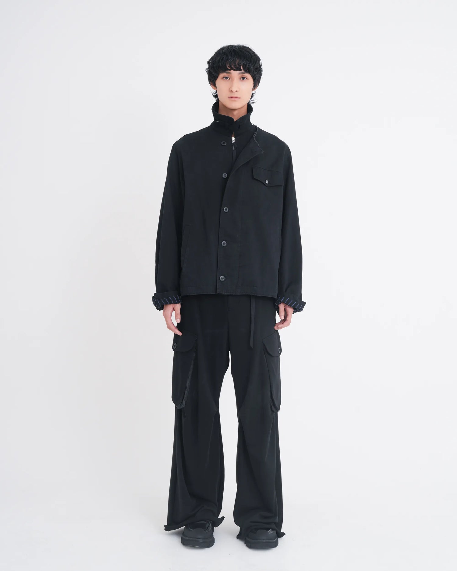 OVER CARGO SWEAT PANTS BLACK