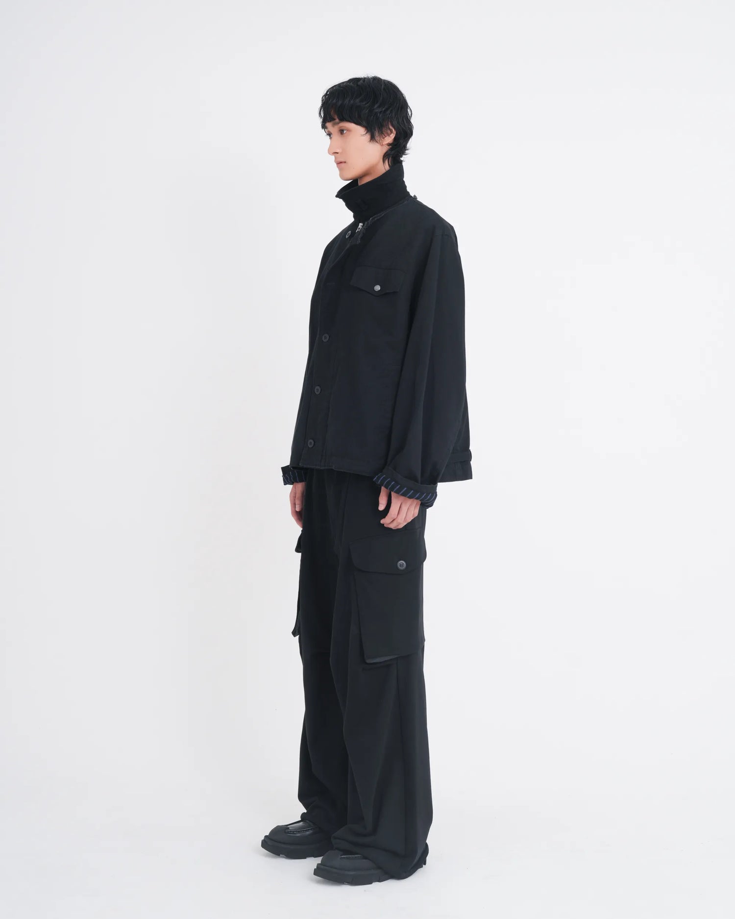 OVER CARGO SWEAT PANTS BLACK
