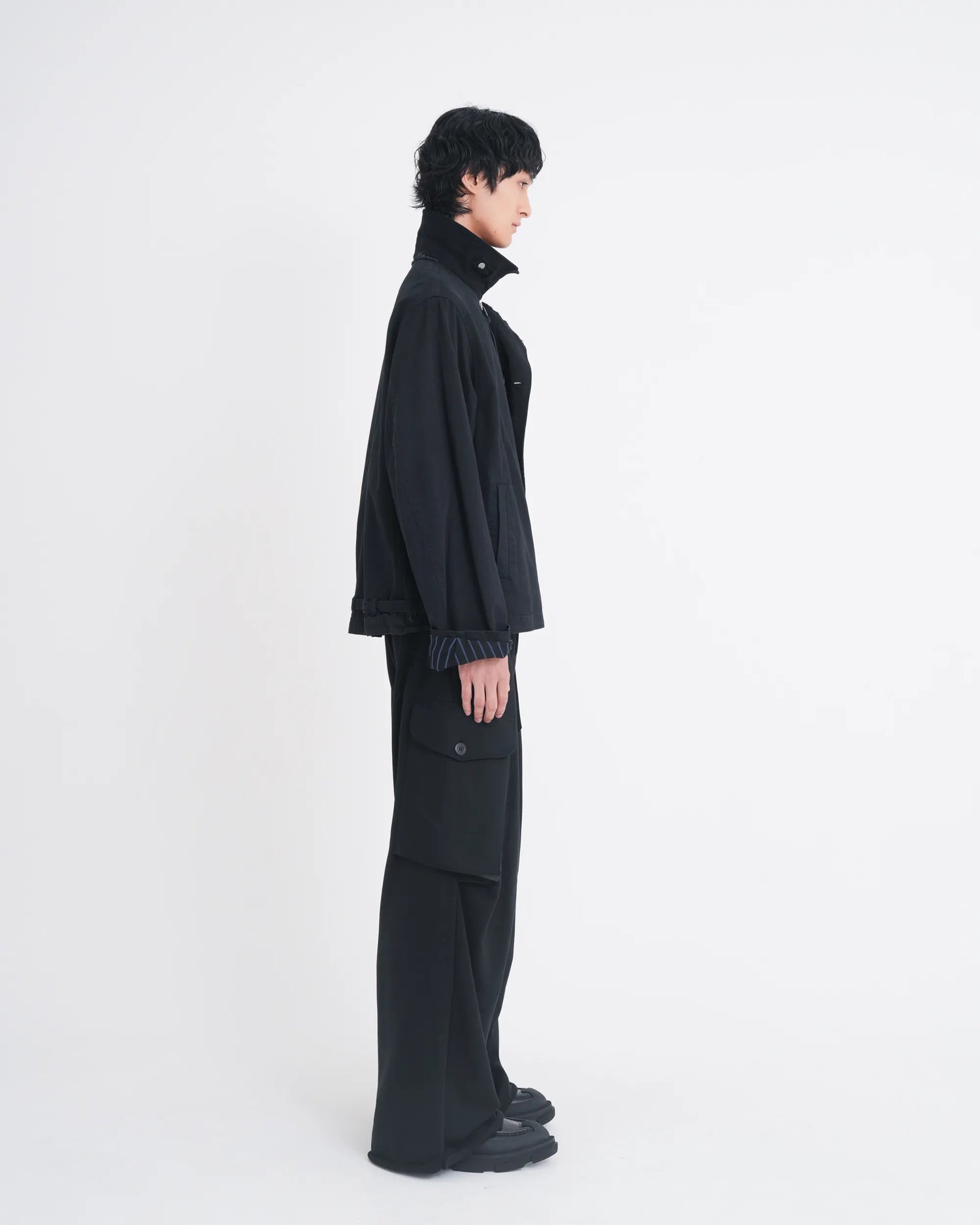 OVER CARGO SWEAT PANTS BLACK