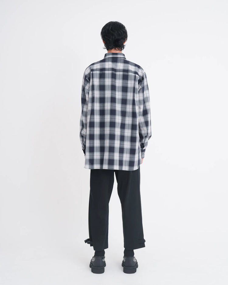 OMBRE CHECK NECKTIE SHIRT NAVY