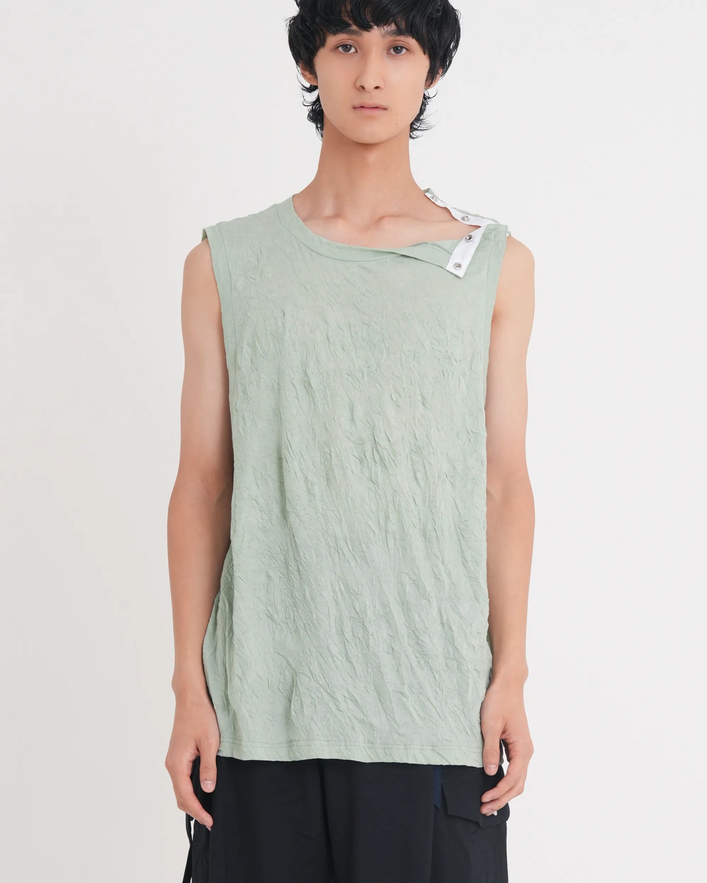 WRINKLED SLEEVELESS TOPS MINT GREEN