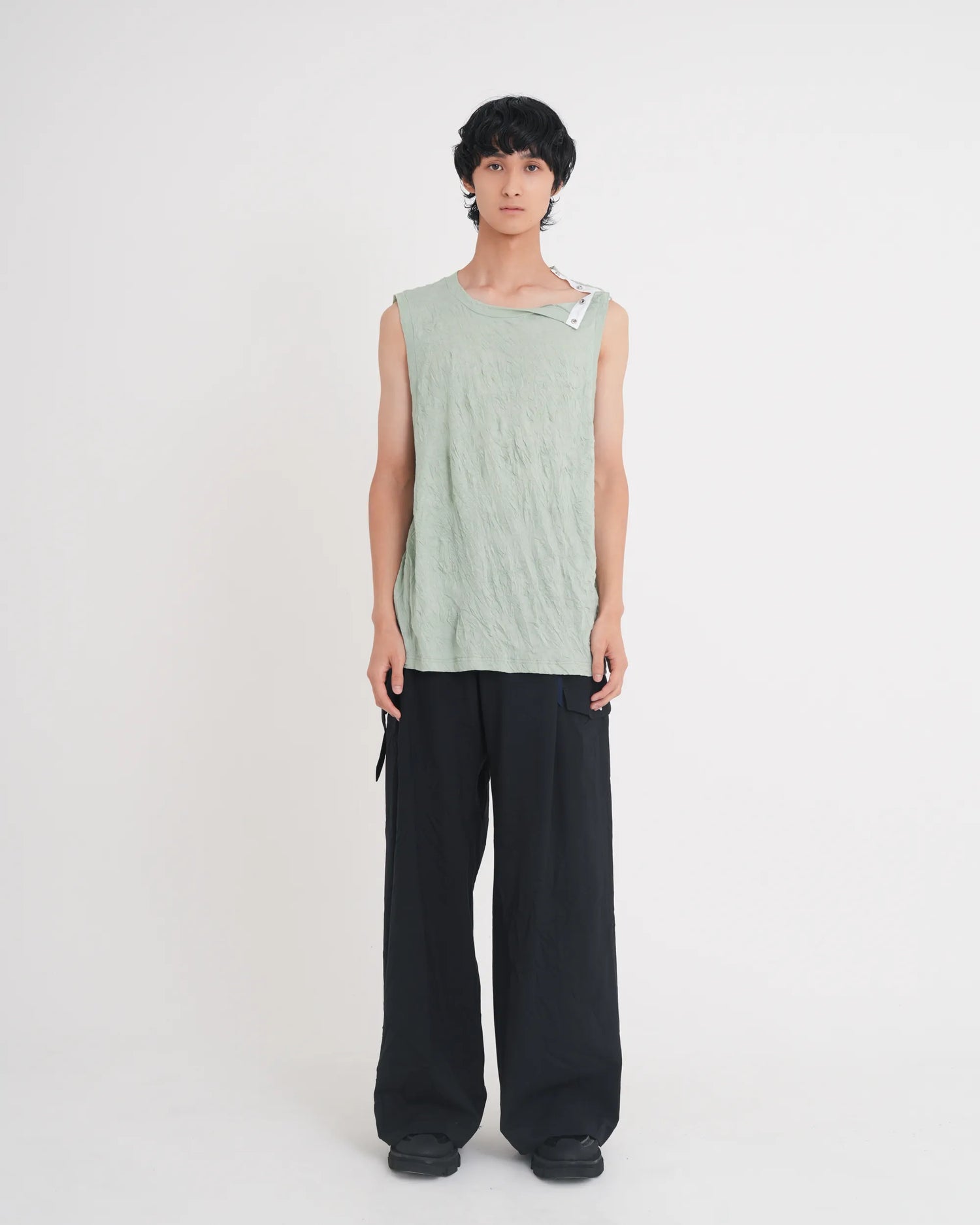 WRINKLED SLEEVELESS TOPS MINT GREEN