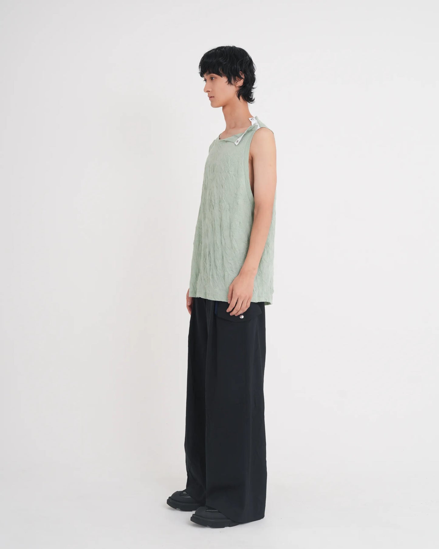 WRINKLED SLEEVELESS TOPS MINT GREEN