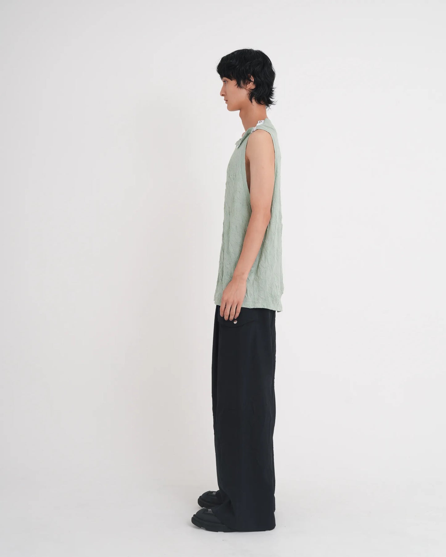 WRINKLED SLEEVELESS TOPS MINT GREEN