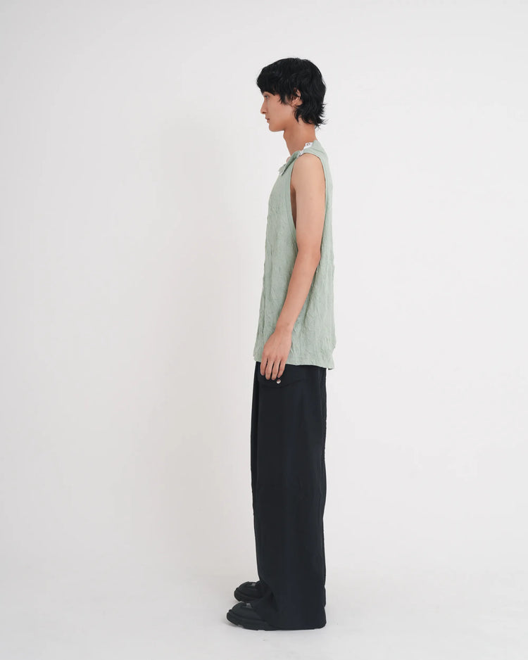 WRINKLED SLEEVELESS TOPS MINT GREEN