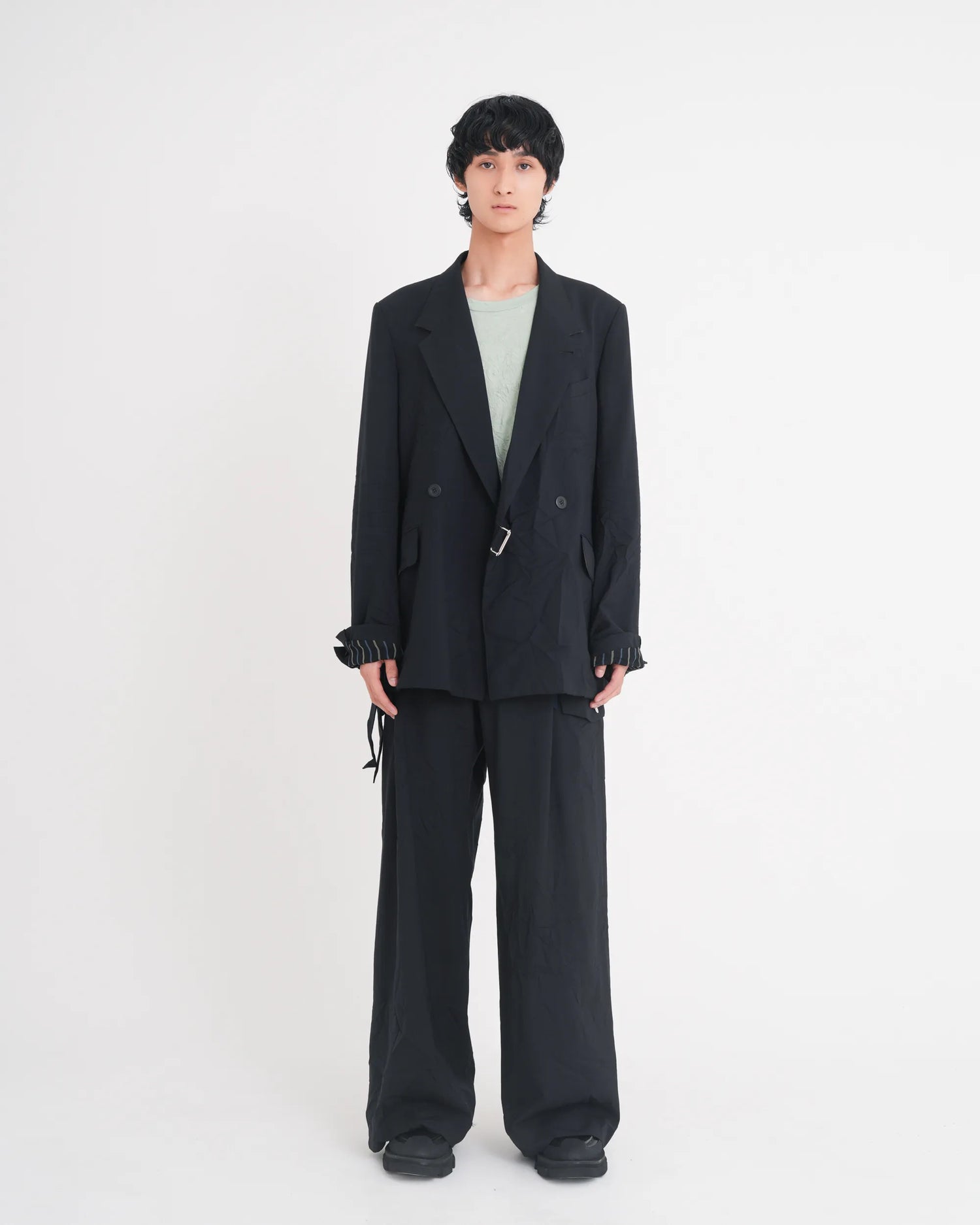 WRINKLED F-1B SLACKS NAVY