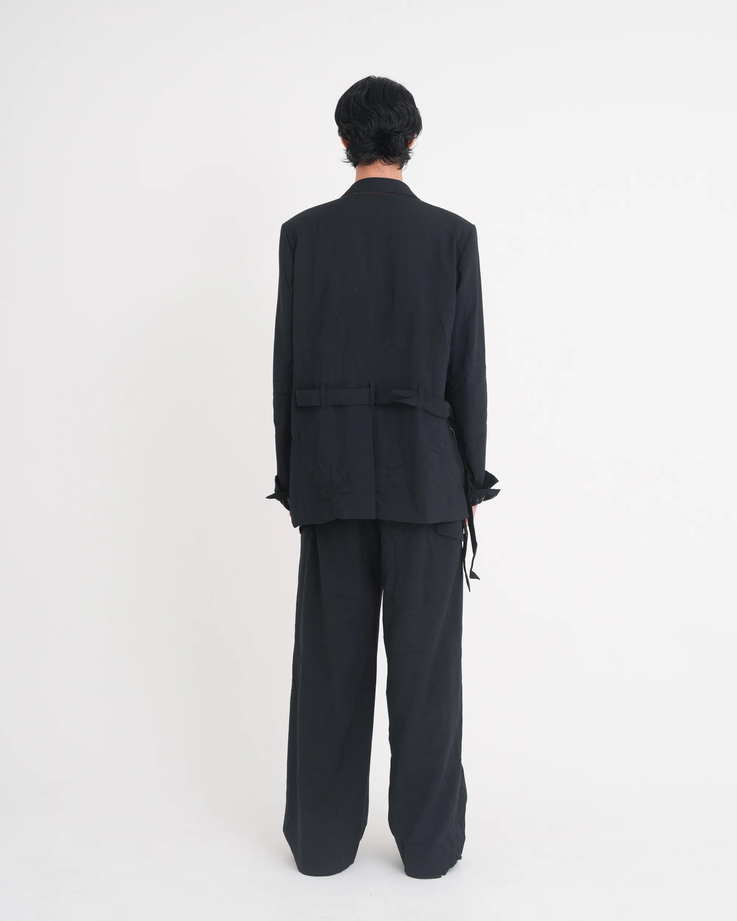 WRINKLED DOUBLE - BREASTED JACKET NAVY