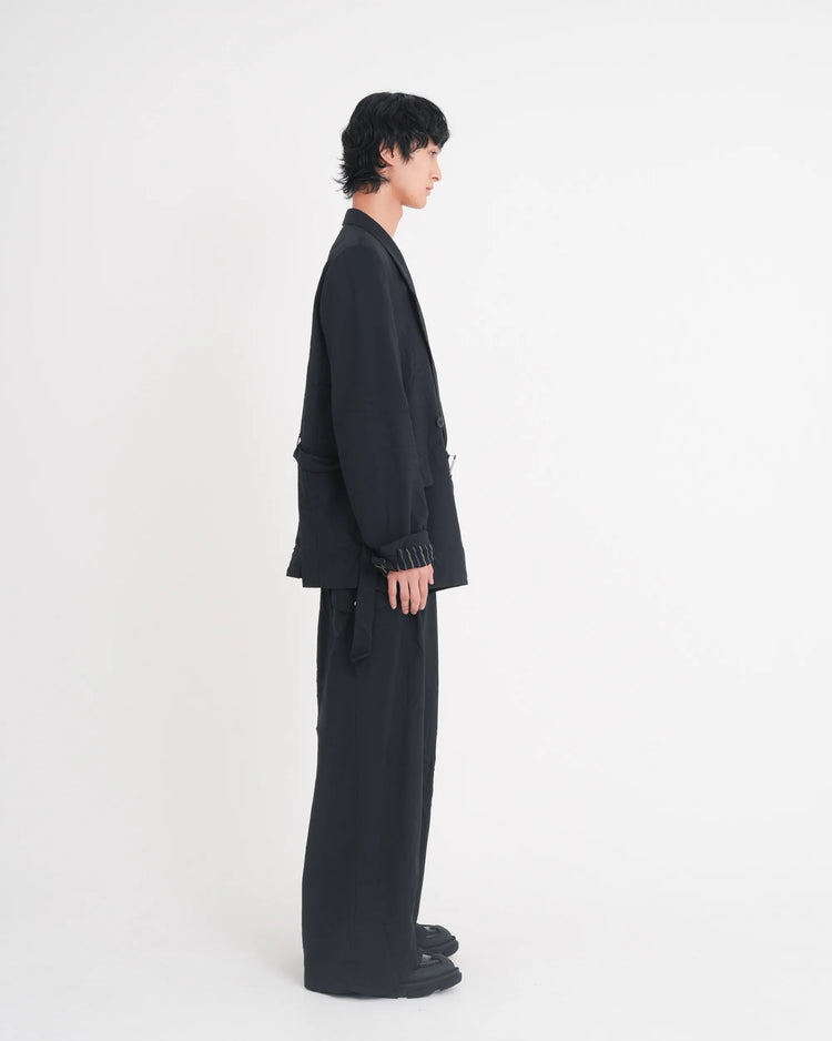 WRINKLED DOUBLE - BREASTED JACKET NAVY