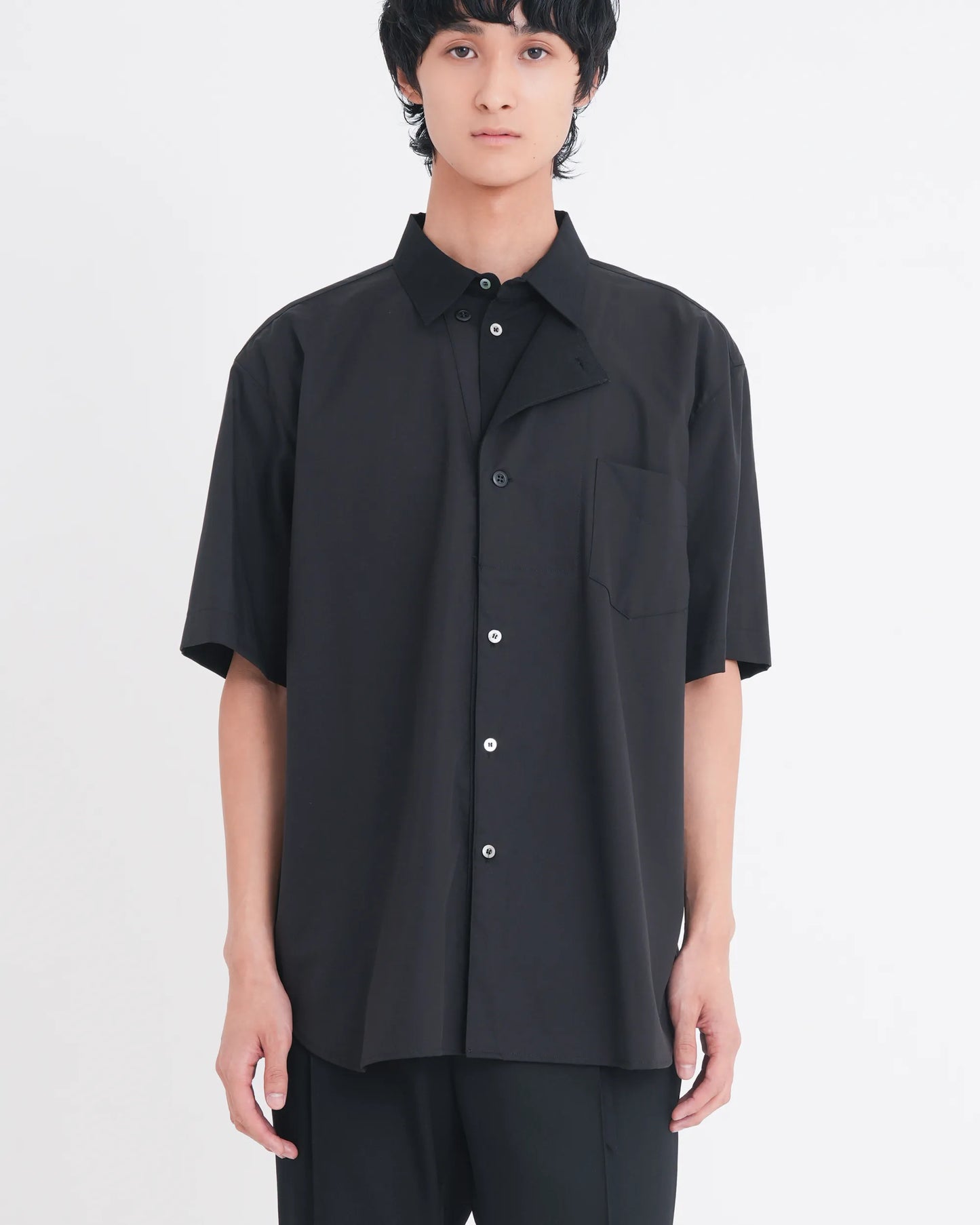 OXFORD LAYERED S/S SHIRT BLACK
