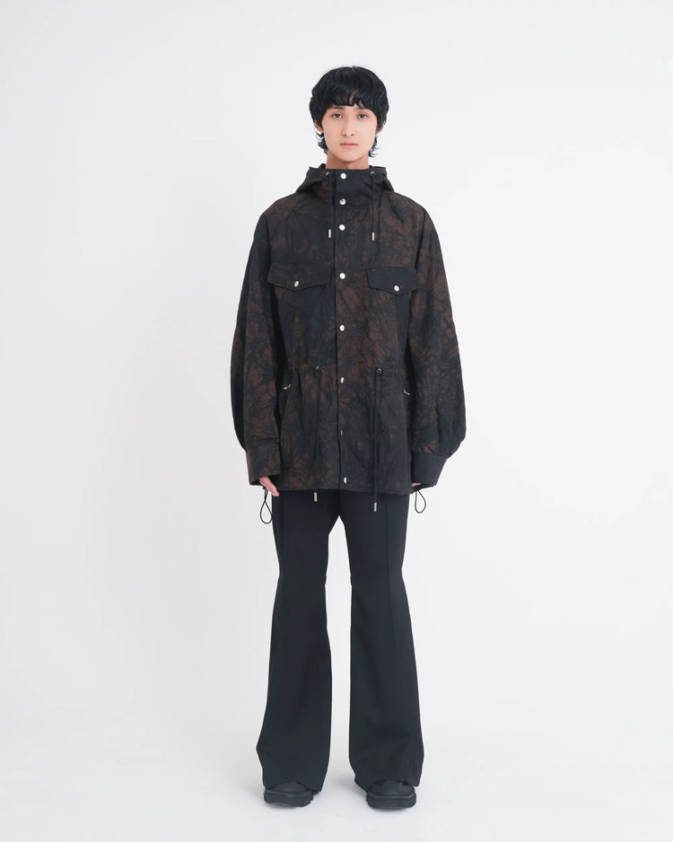 TIE-DYED NYLON OXFORD ANORAK PARKA BROWN