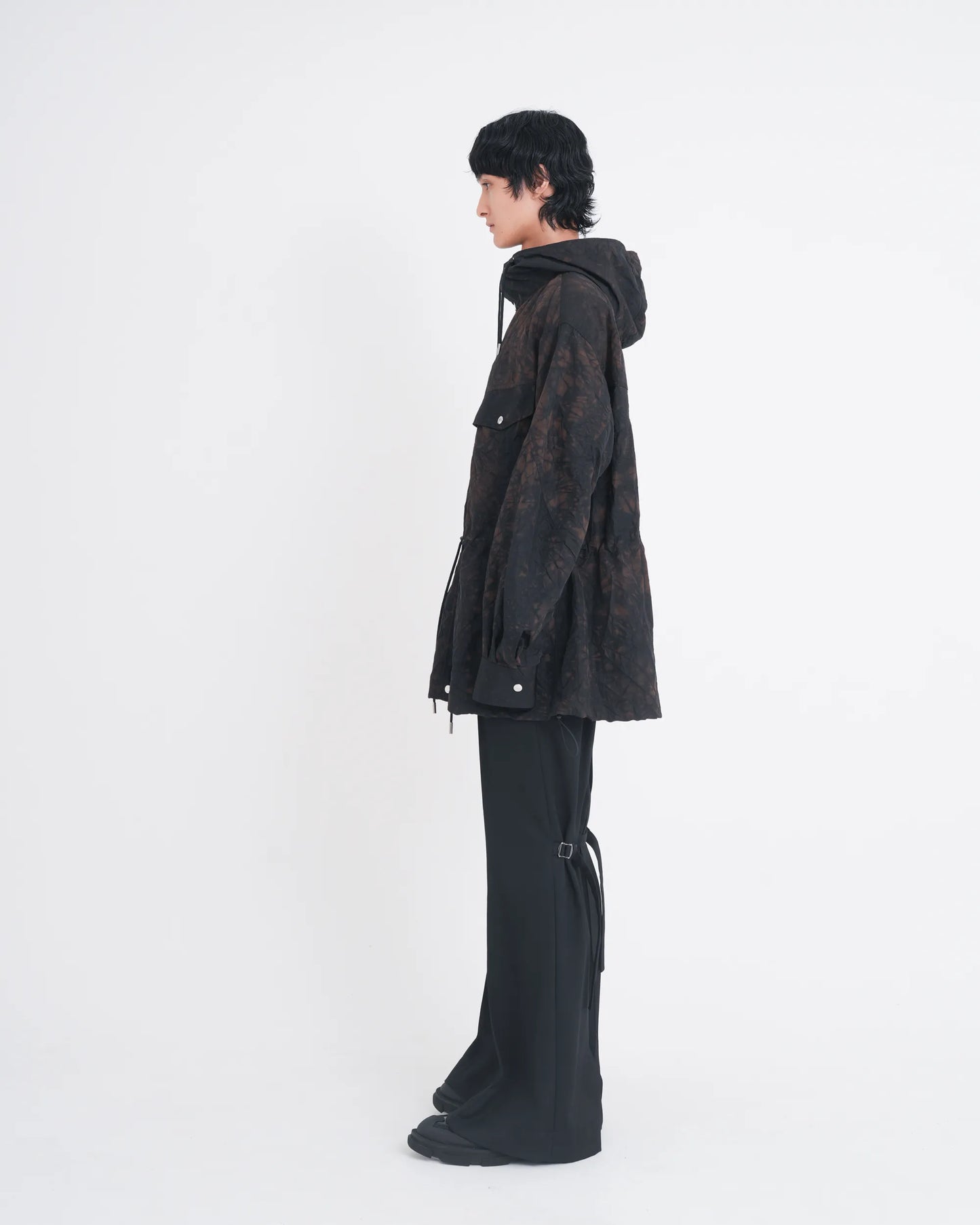 TIE-DYED NYLON OXFORD ANORAK PARKA BROWN