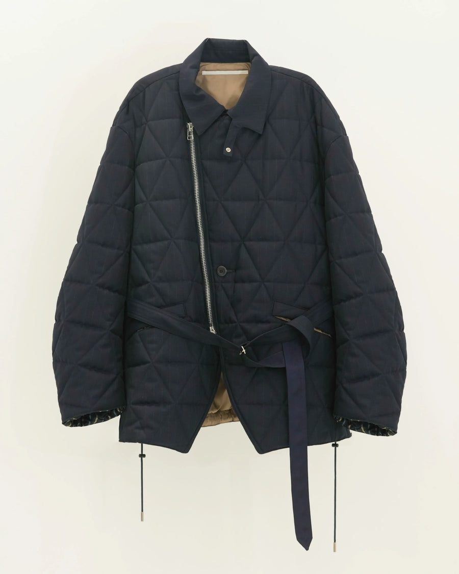 CHALK STRIPE QUILTING JACKET NAVY