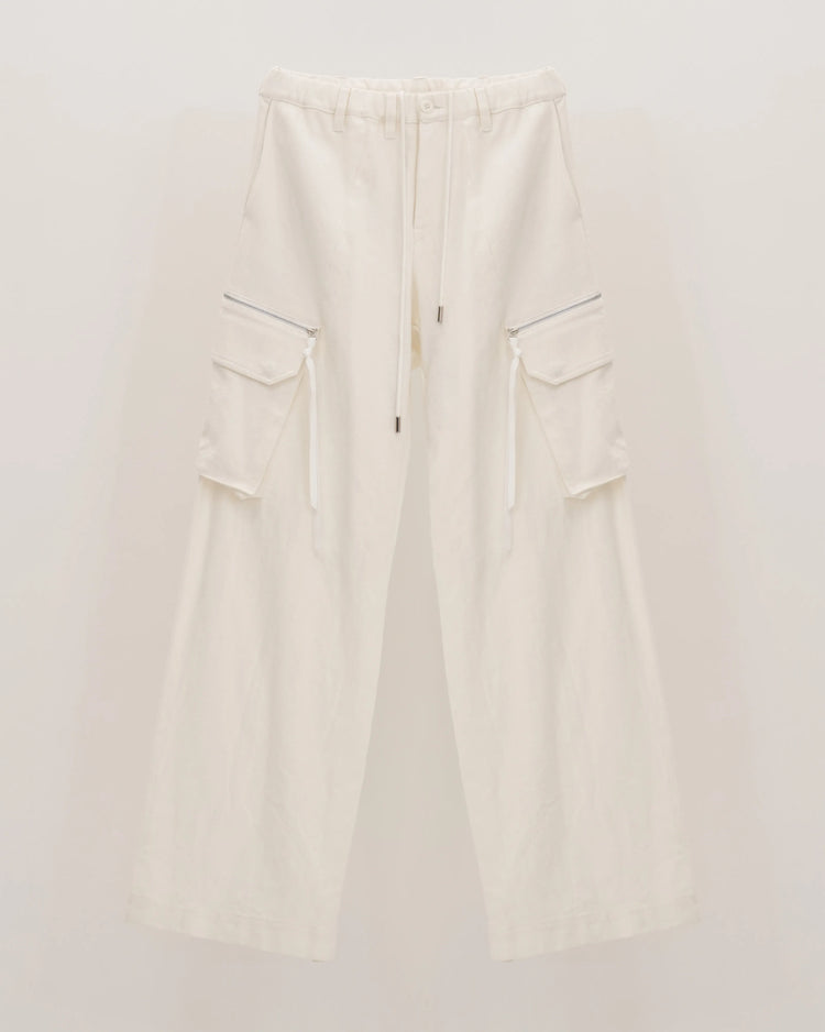 NEP SILK CARGO TROUSERS WHITE