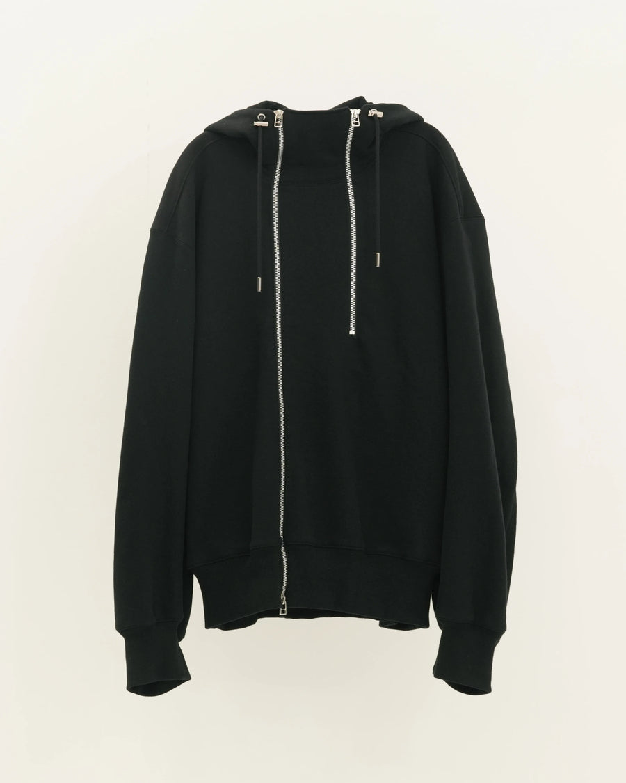 DOUBLE FRONT SWEAT HOODIE BLACK