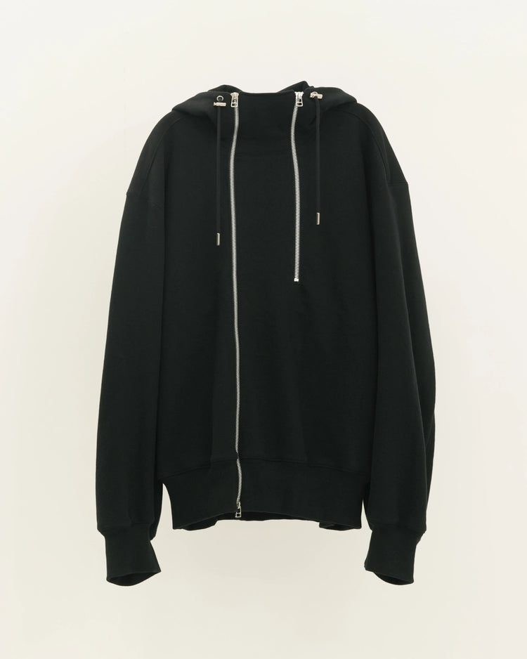 DOUBLE FRONT SWEAT HOODIE BLACK