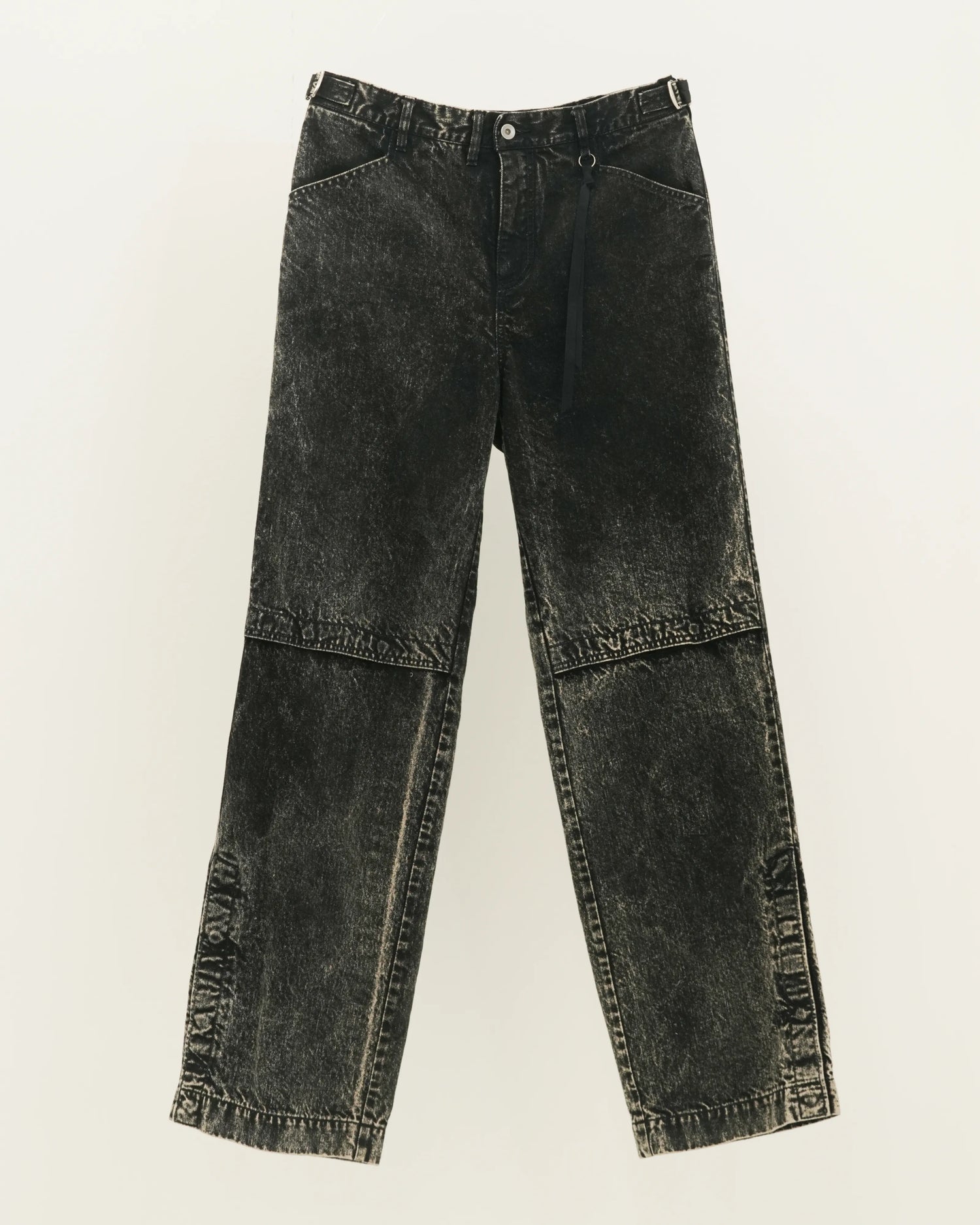 KNEE TUCK DENIM PANTS BLACK