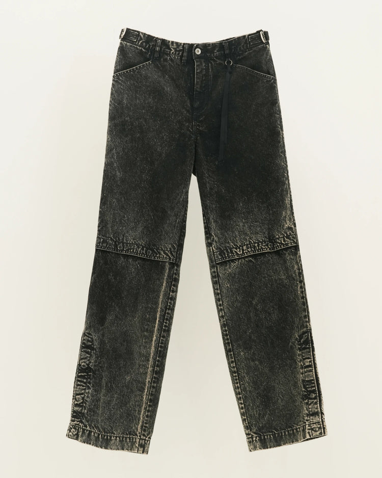 KNEE TUCK DENIM PANTS BLACK