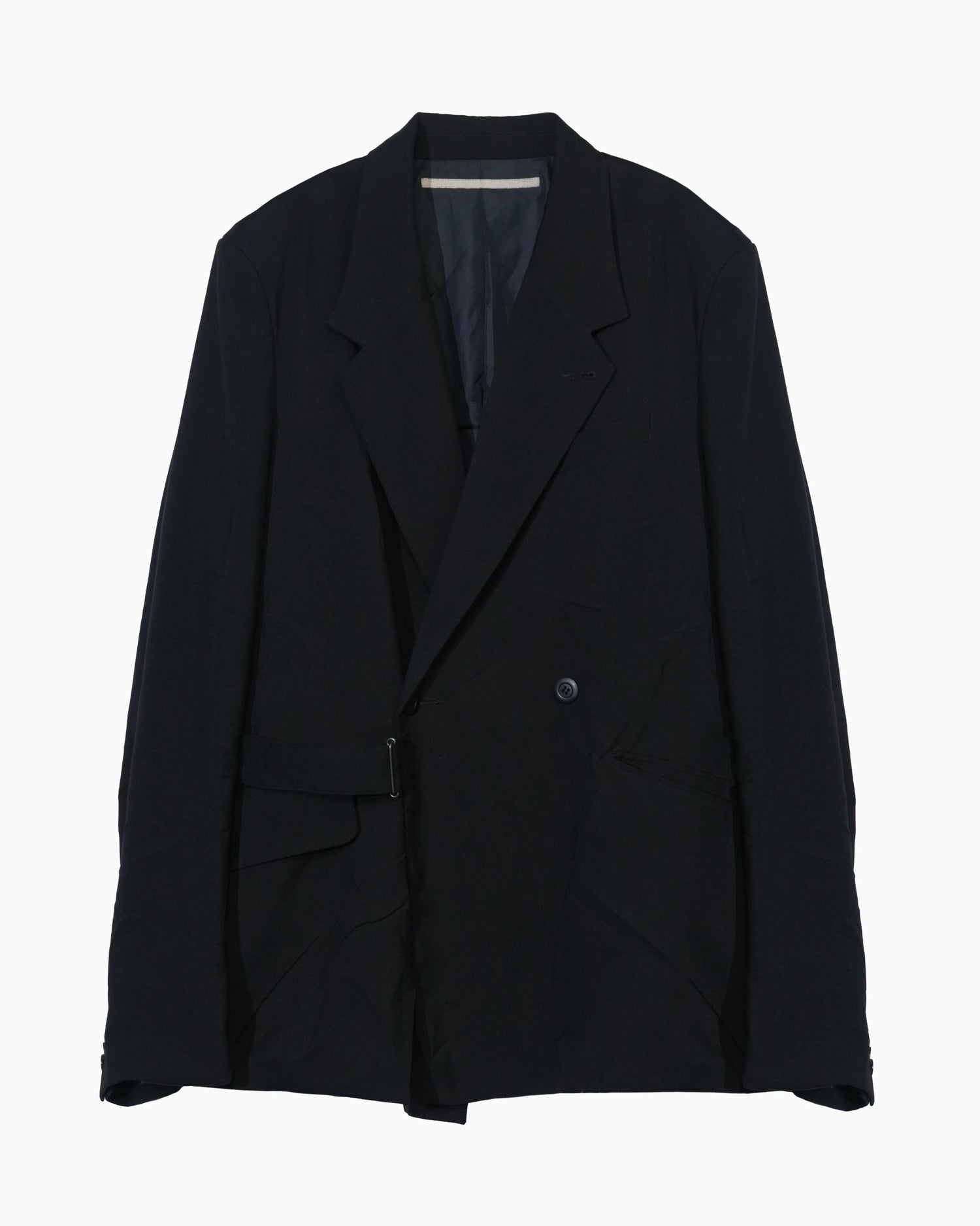 WRINKLED DOUBLE - BREASTED JACKET BLACK