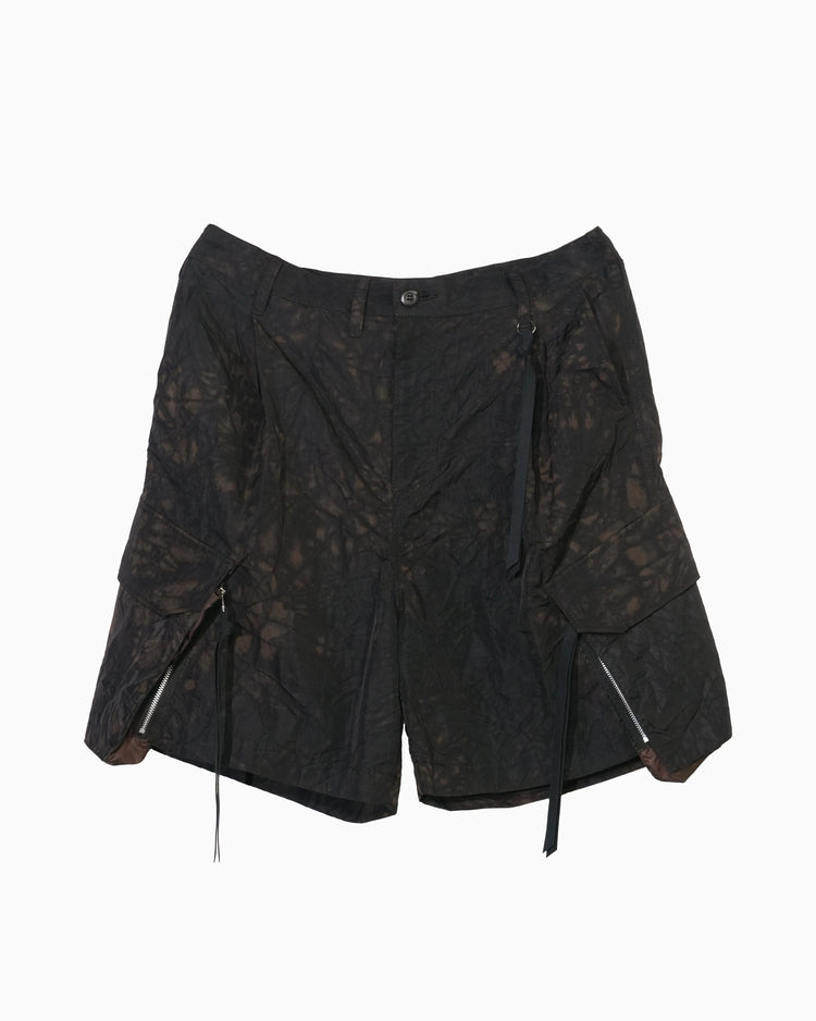 TIE-DYED NYLON OXFORD PCS COMBAT SHORTS BROWN