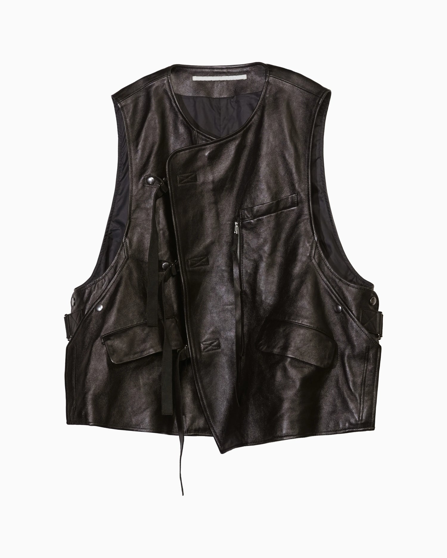 LEATHER JERKIN VEST BLACK