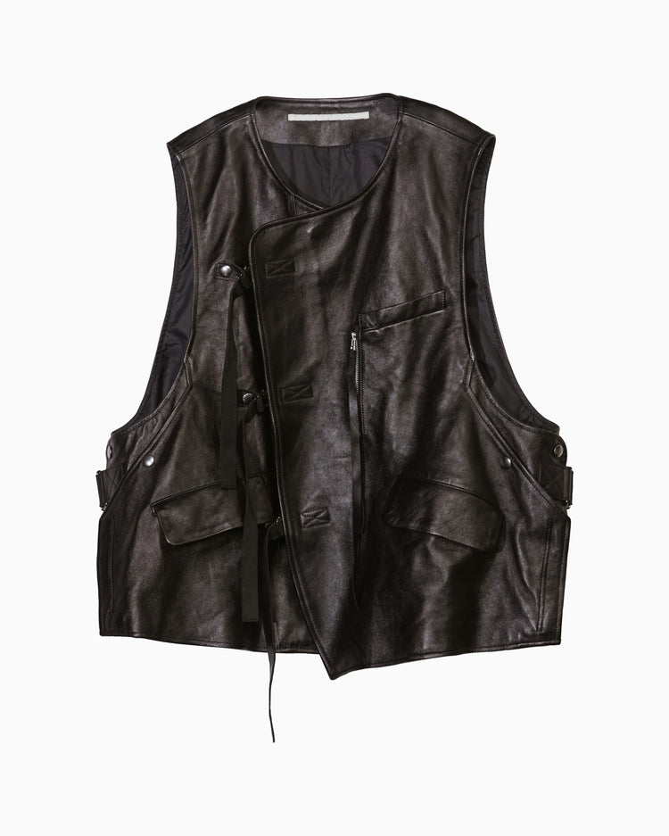 LEATHER JERKIN VEST BLACK