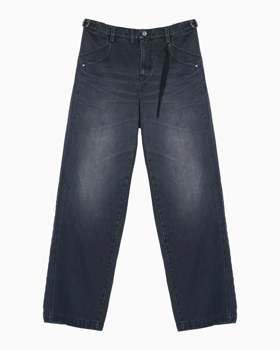 DOUBLE KNEE DENIM PANTS BLACK