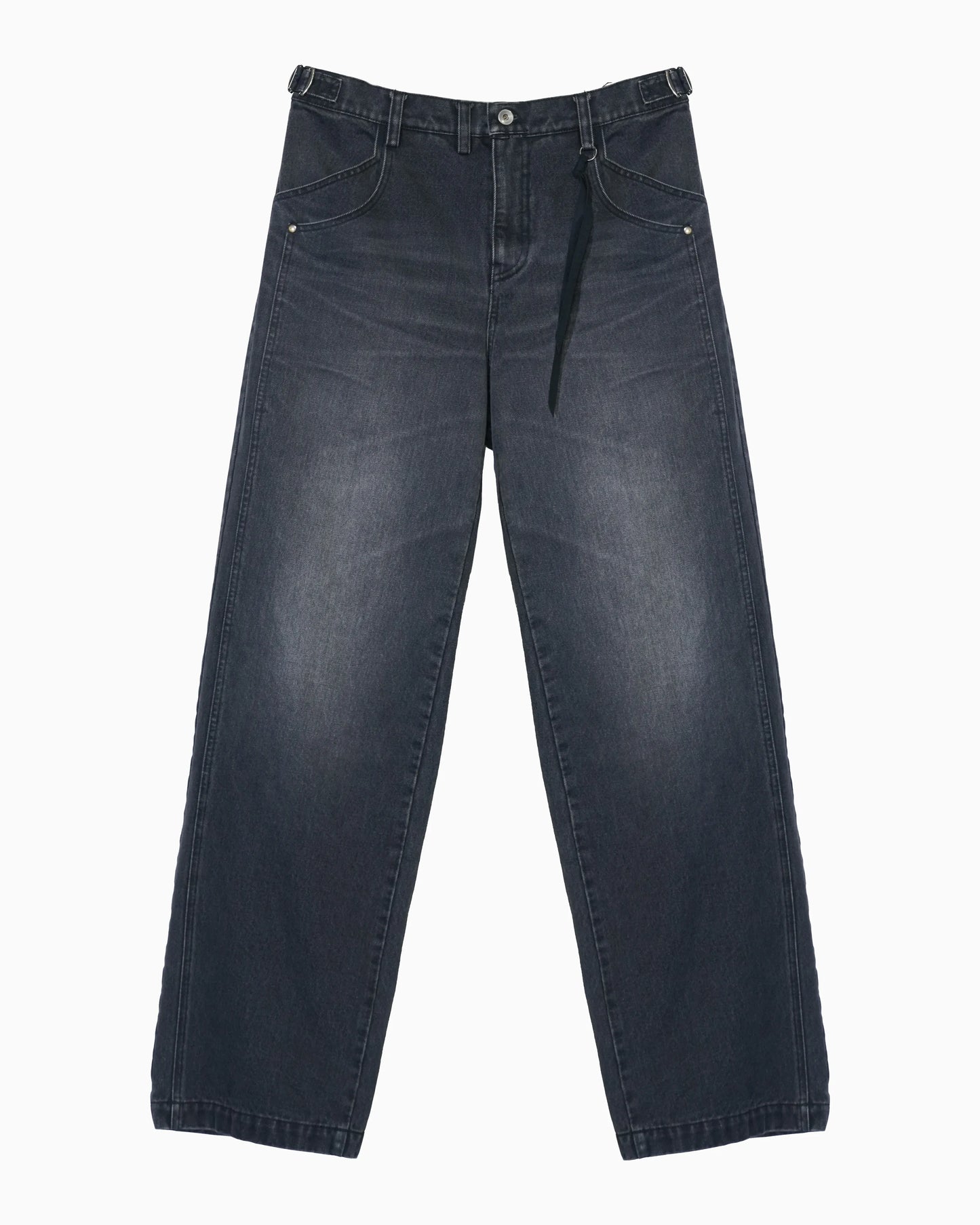 DOUBLE KNEE DENIM PANTS BLACK