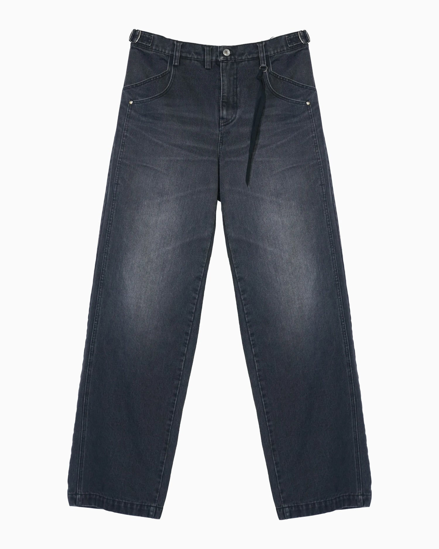 DOUBLE KNEE DENIM PANTS BLACK