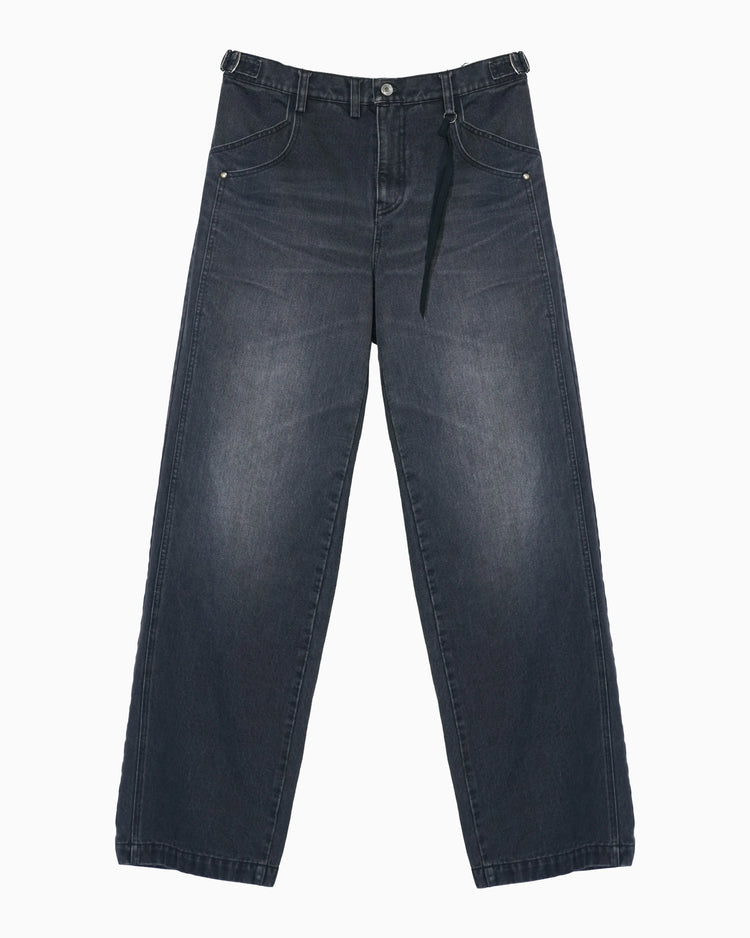 DOUBLE KNEE DENIM PANTS BLACK