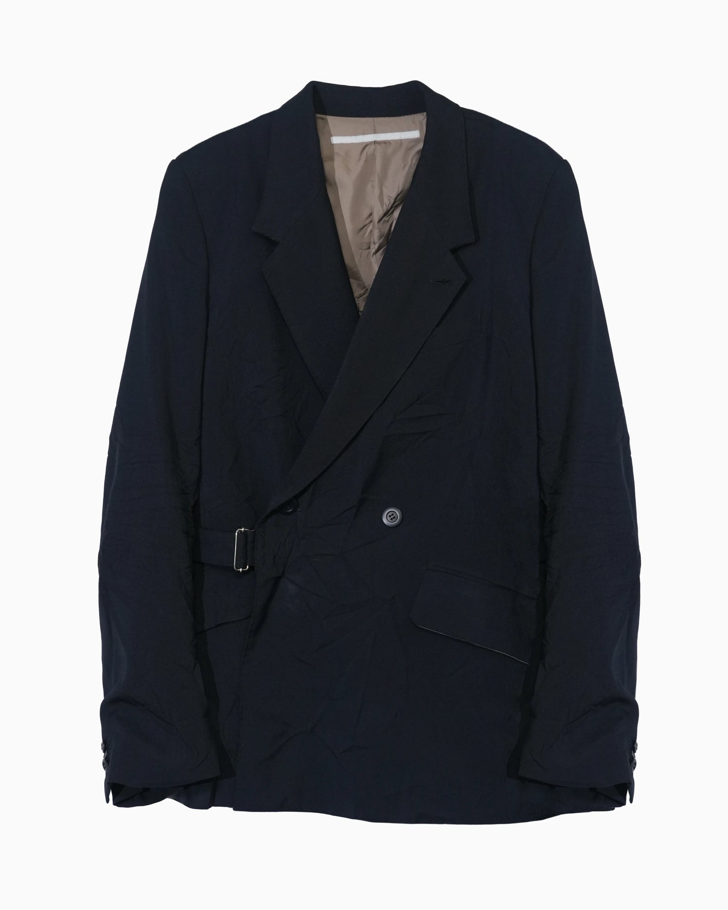 WRINKLED DOUBLE - BREASTED JACKET NAVY