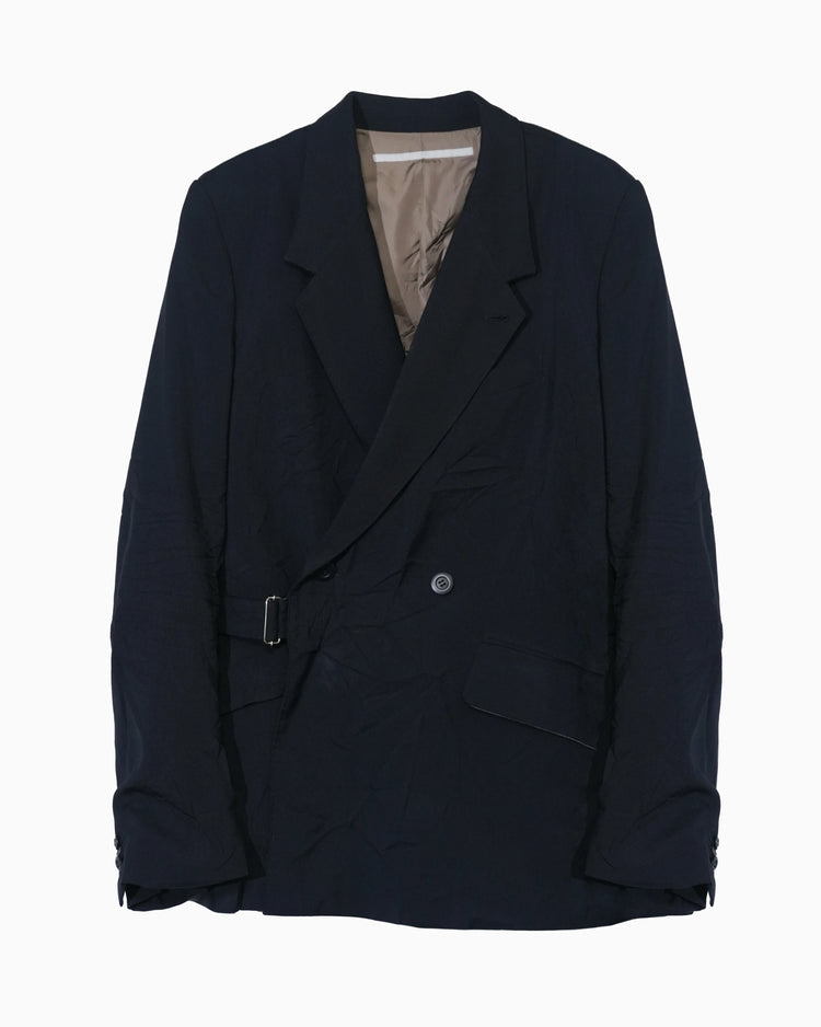 WRINKLED DOUBLE - BREASTED JACKET NAVY