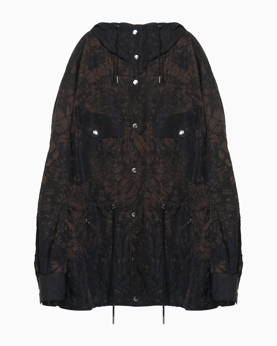 TIE-DYED NYLON OXFORD ANORAK PARKA BROWN