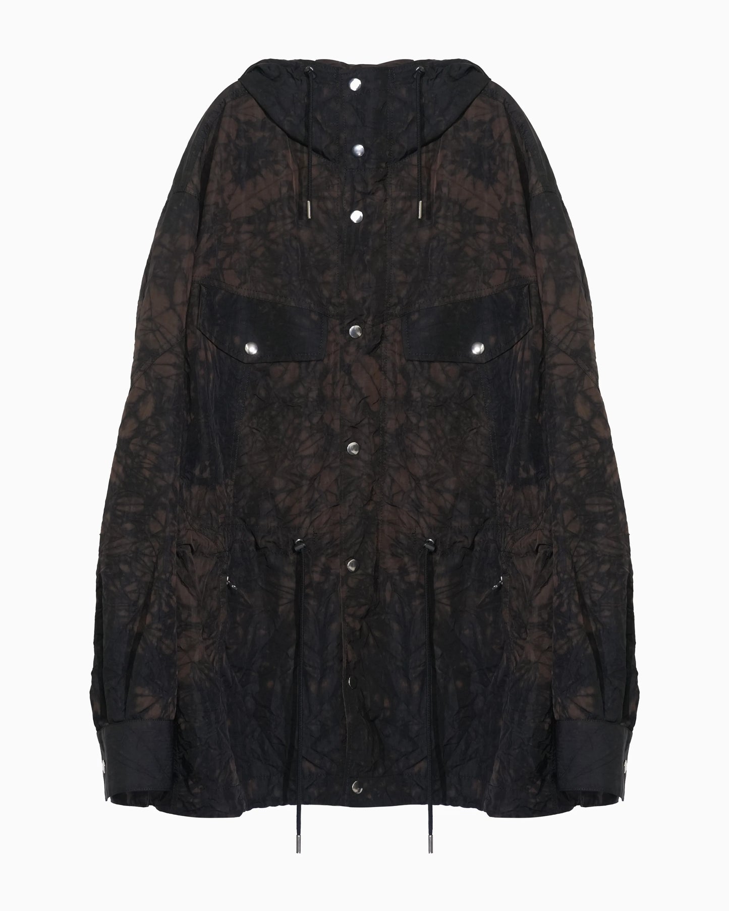 TIE-DYED NYLON OXFORD ANORAK PARKA BROWN