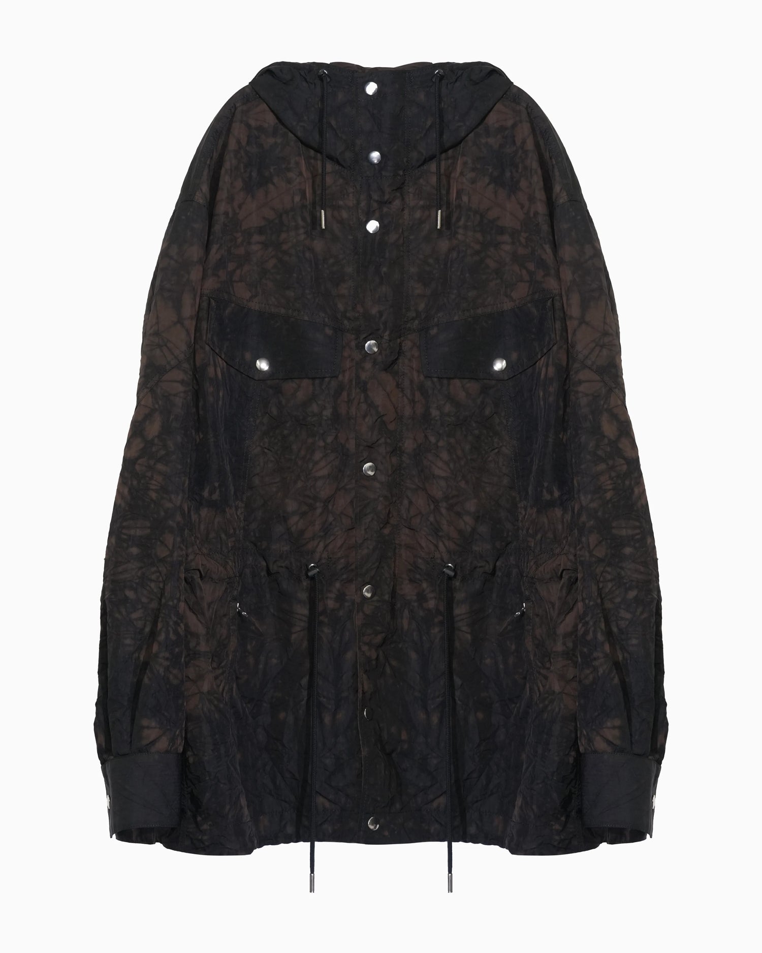 TIE-DYED NYLON OXFORD ANORAK PARKA BROWN