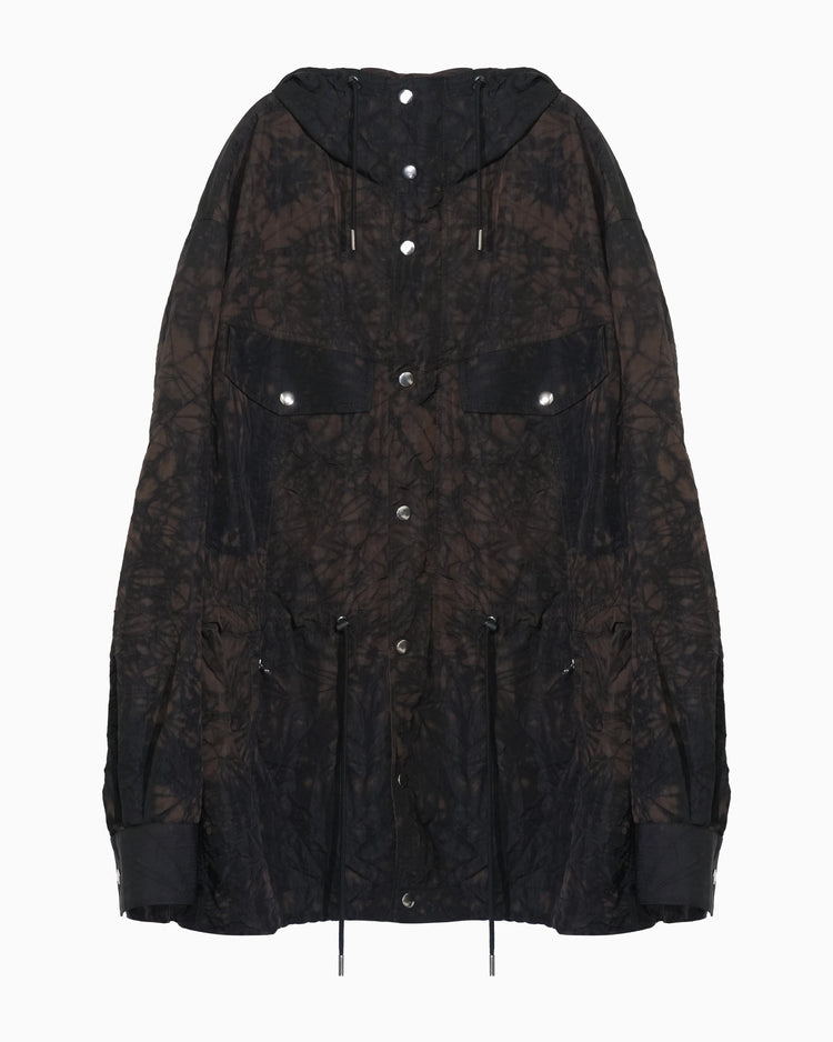 TIE-DYED NYLON OXFORD ANORAK PARKA BROWN